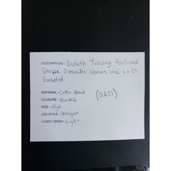 Duluth Trading Co. Rootstock Womens Size Lx33 Blue & White Striped Denim Overall - Picture 10 of 10